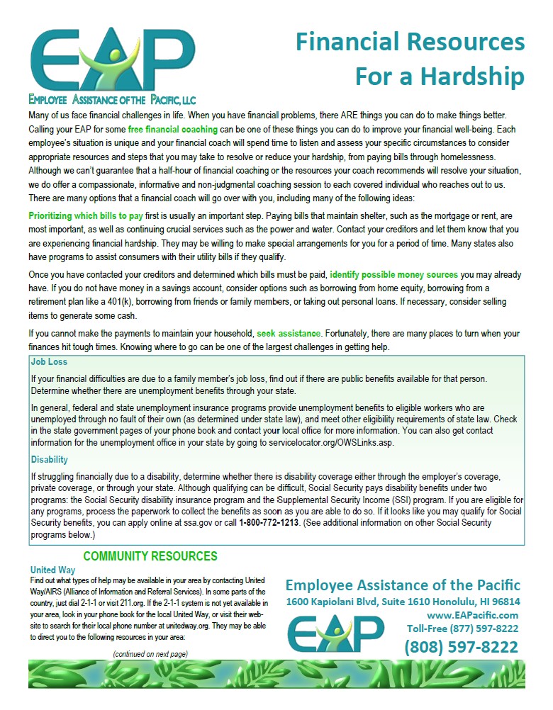 Financial - A Hardship