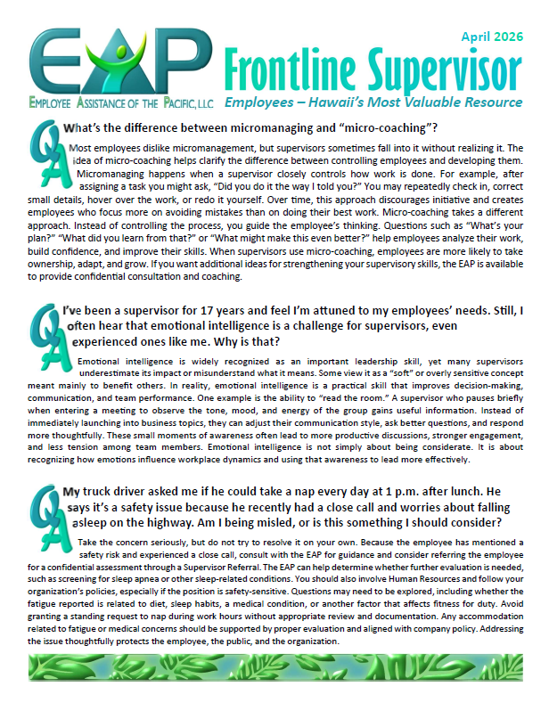April 2026   Frontline Supervisor